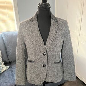 Talbots Herringbone Tweed Black and Gray blazer